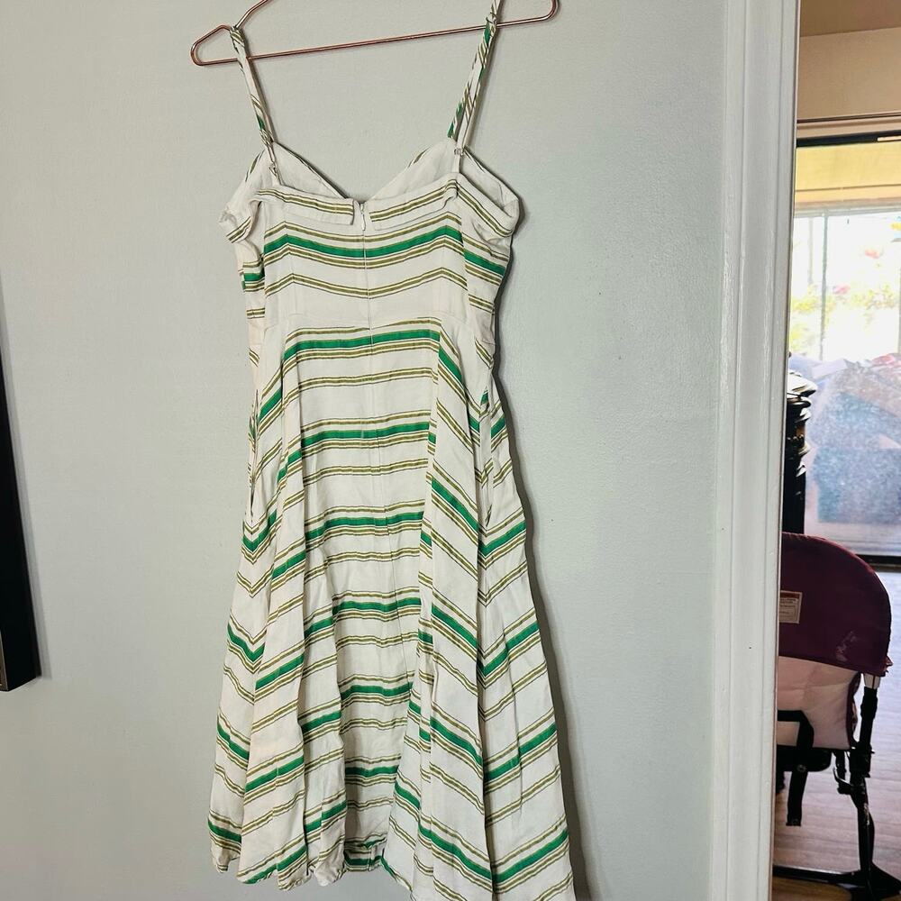 HUTCH White Green Striped Marissa Full Skirt Sweetheart Neckline Dress Size 8 - Picture 6 of 12